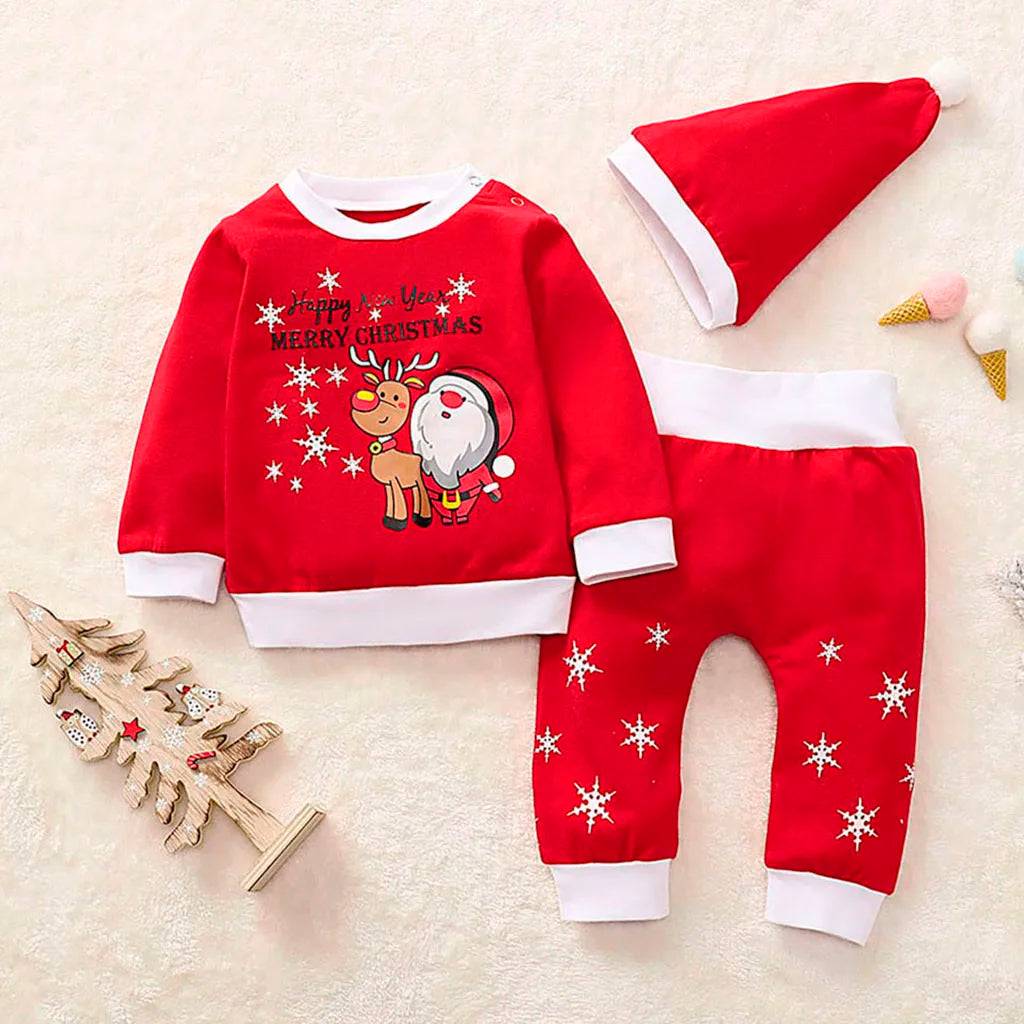 2024 New Cartoon Cute Print Pajamas Set Clothes Girl Sleepwear Nightwear Children Santa Claus Christmas Pyjamas Cotton Clothing