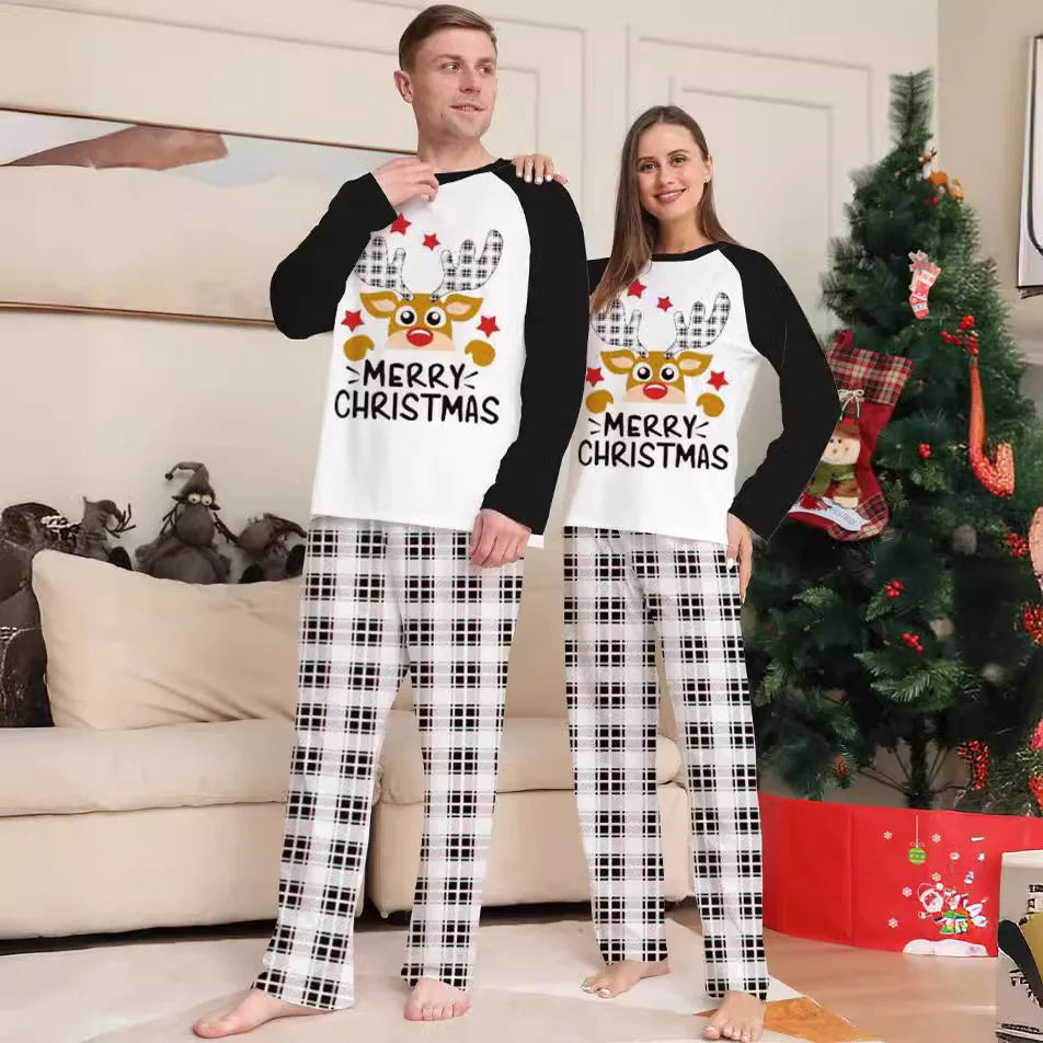 Christmas Family Matching Outfits Mom Dad Kids 2 Pieces Pajamas Set Baby Rompers Casual Loose Sleepwear Xmas Family Look Pyjamas