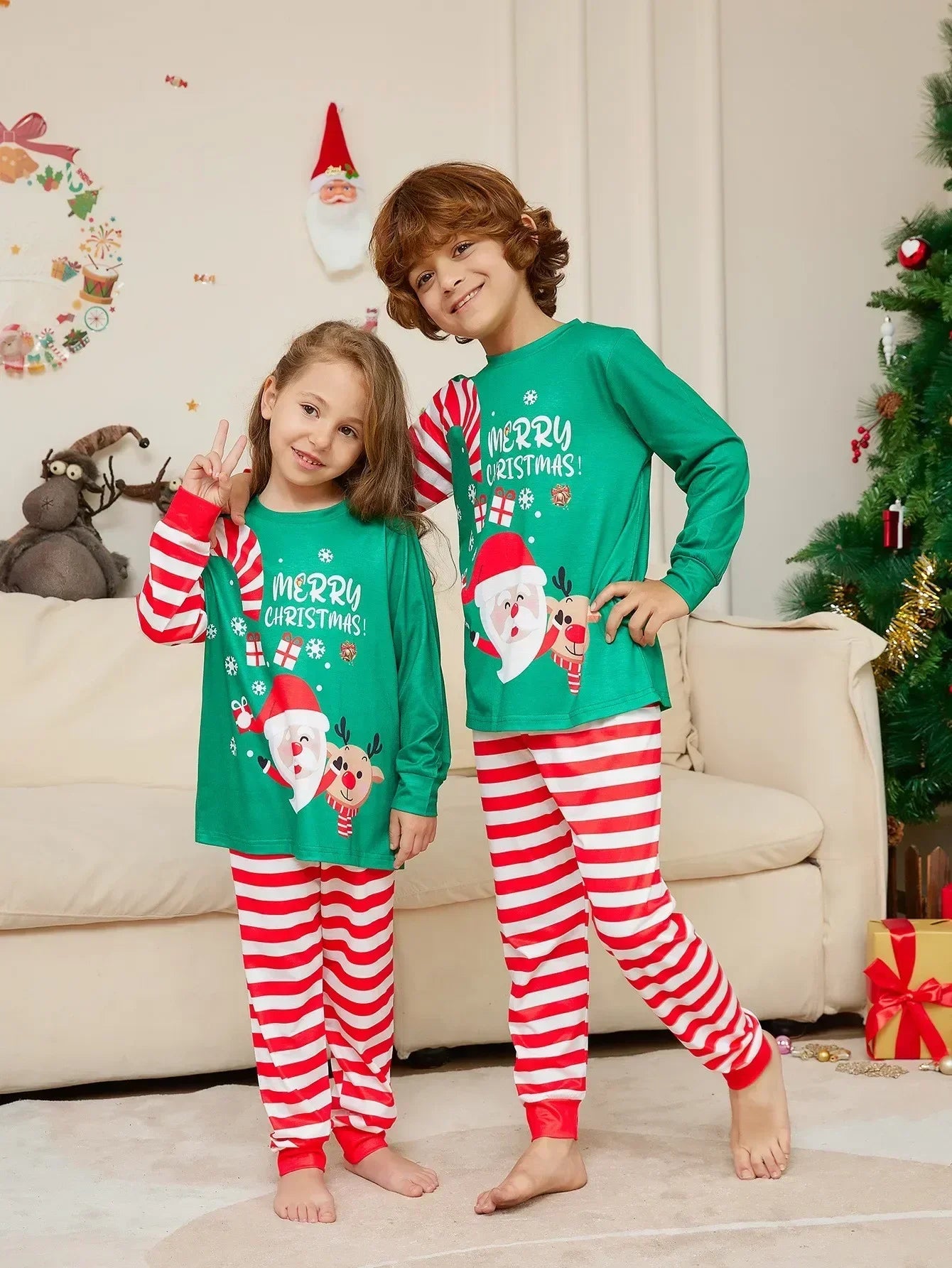 Christmas Family Matching Pajamas Adult Kid Baby Outfits Women Man Girl Boy Tops Pants Xmas Sleepwear Pyjamas Dog Clothes