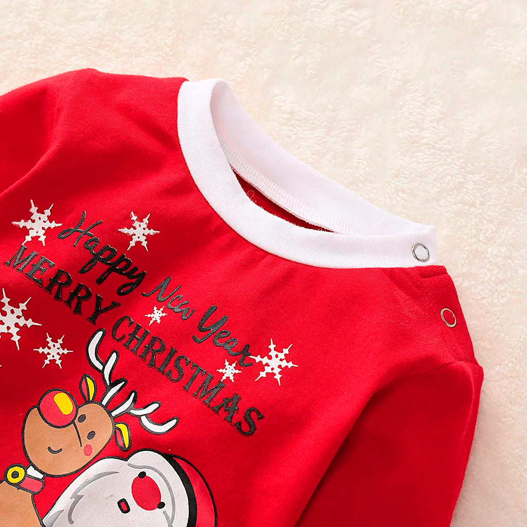 2024 New Cartoon Cute Print Pajamas Set Clothes Girl Sleepwear Nightwear Children Santa Claus Christmas Pyjamas Cotton Clothing