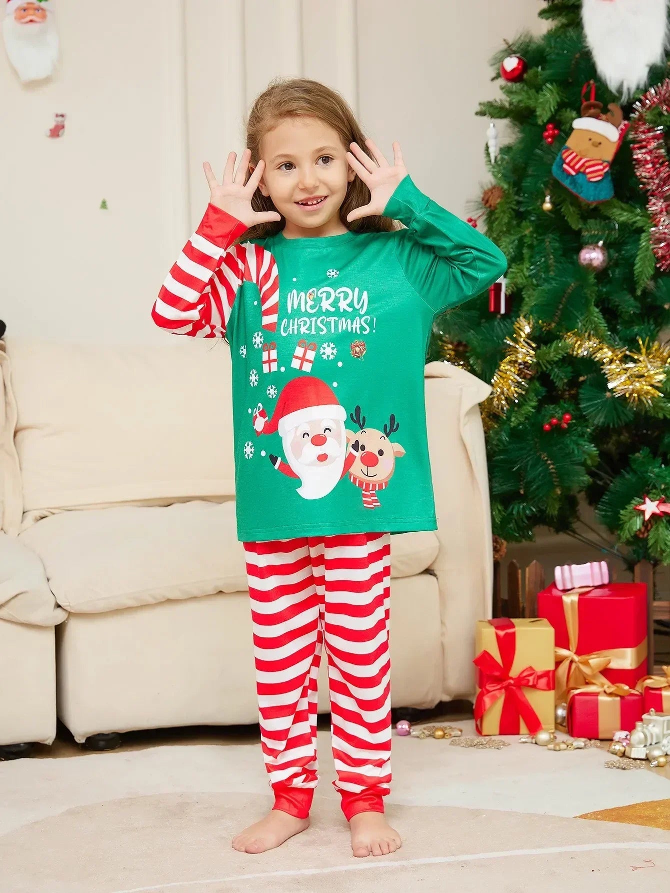 Christmas Family Matching Pajamas Adult Kid Baby Outfits Women Man Girl Boy Tops Pants Xmas Sleepwear Pyjamas Dog Clothes