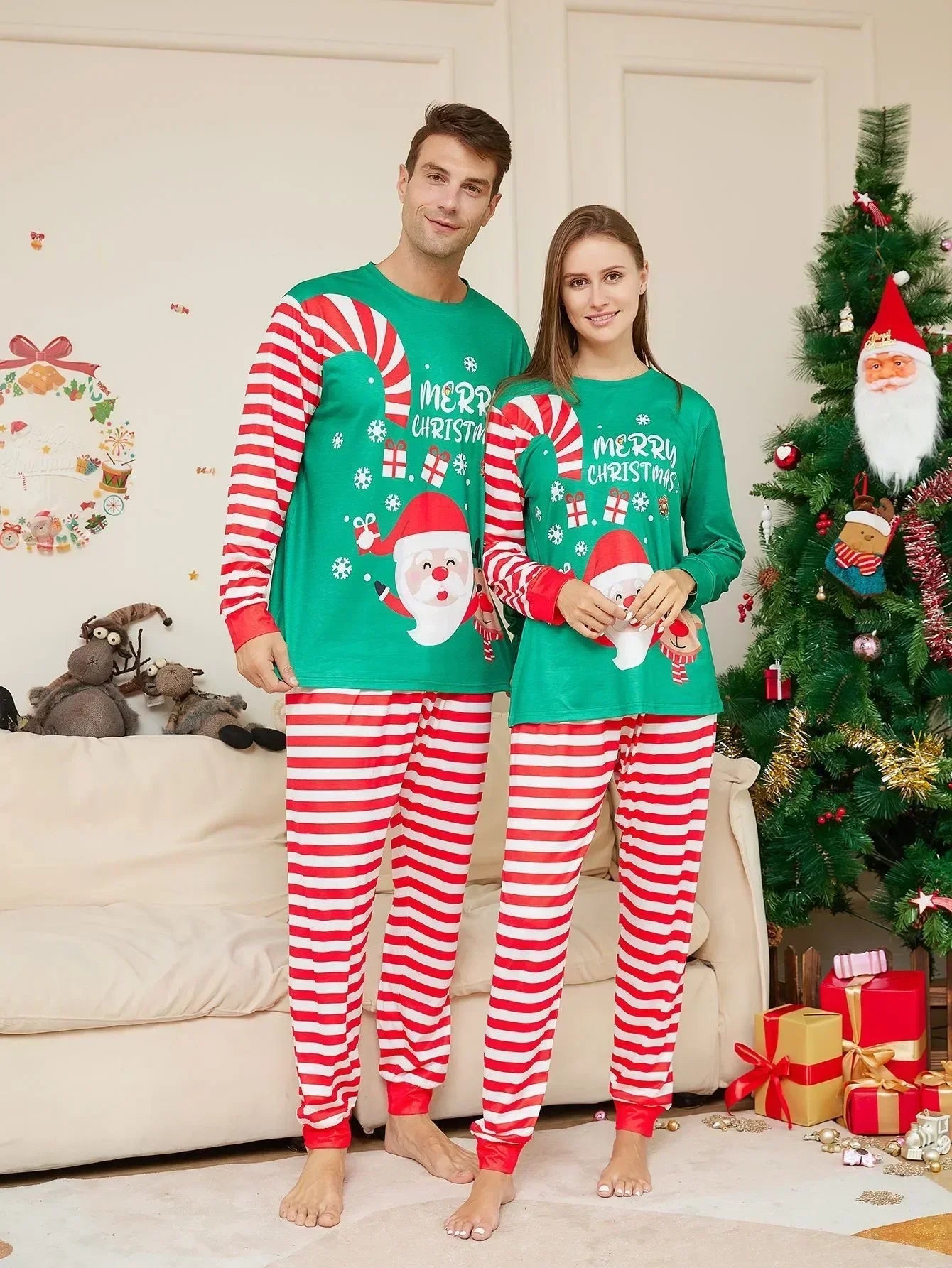 Christmas Family Matching Pajamas Adult Kid Baby Outfits Women Man Girl Boy Tops Pants Xmas Sleepwear Pyjamas Dog Clothes