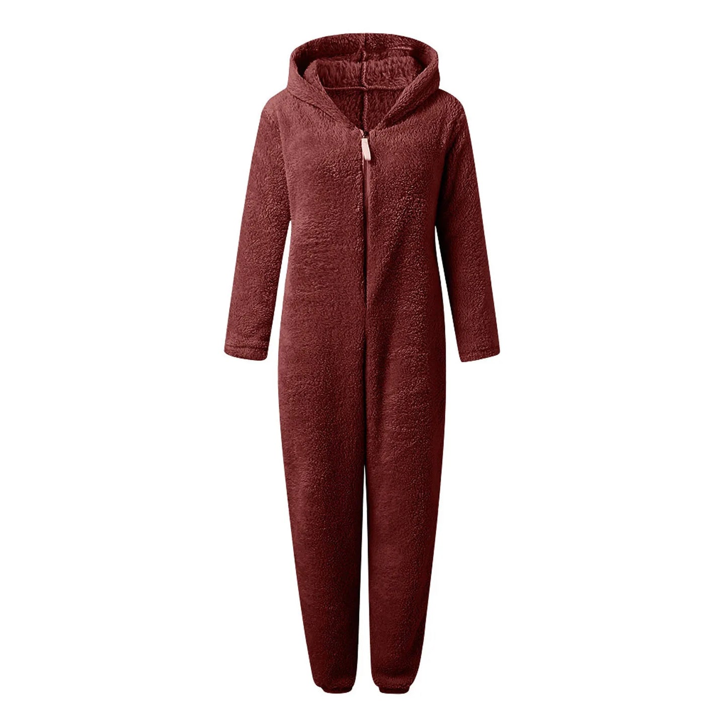 Plus Size Coral Fleece Jumpsuit for Women Christmas Pajamas One-Piece Pyjamas Winter Warm Women Hooded Onesies Sleepwear