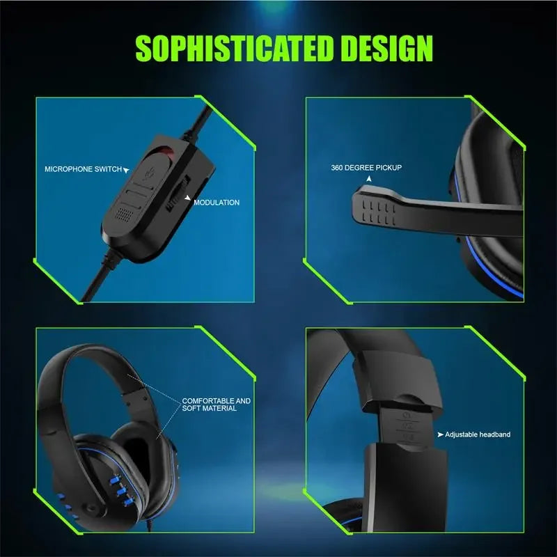 Headphones 3.5mm Wired Gaming Headset Earphones Music For PS4 Play Station 4 Game PC Chat Computer With Microphone