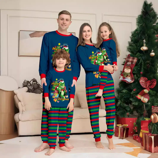 2024 New Winter Family/Couple Matching Outfits 3d Dinosaur Print Christmas Pajamas Set Soft Cute 2 Pieces Suit Xmas Look Pyjamas