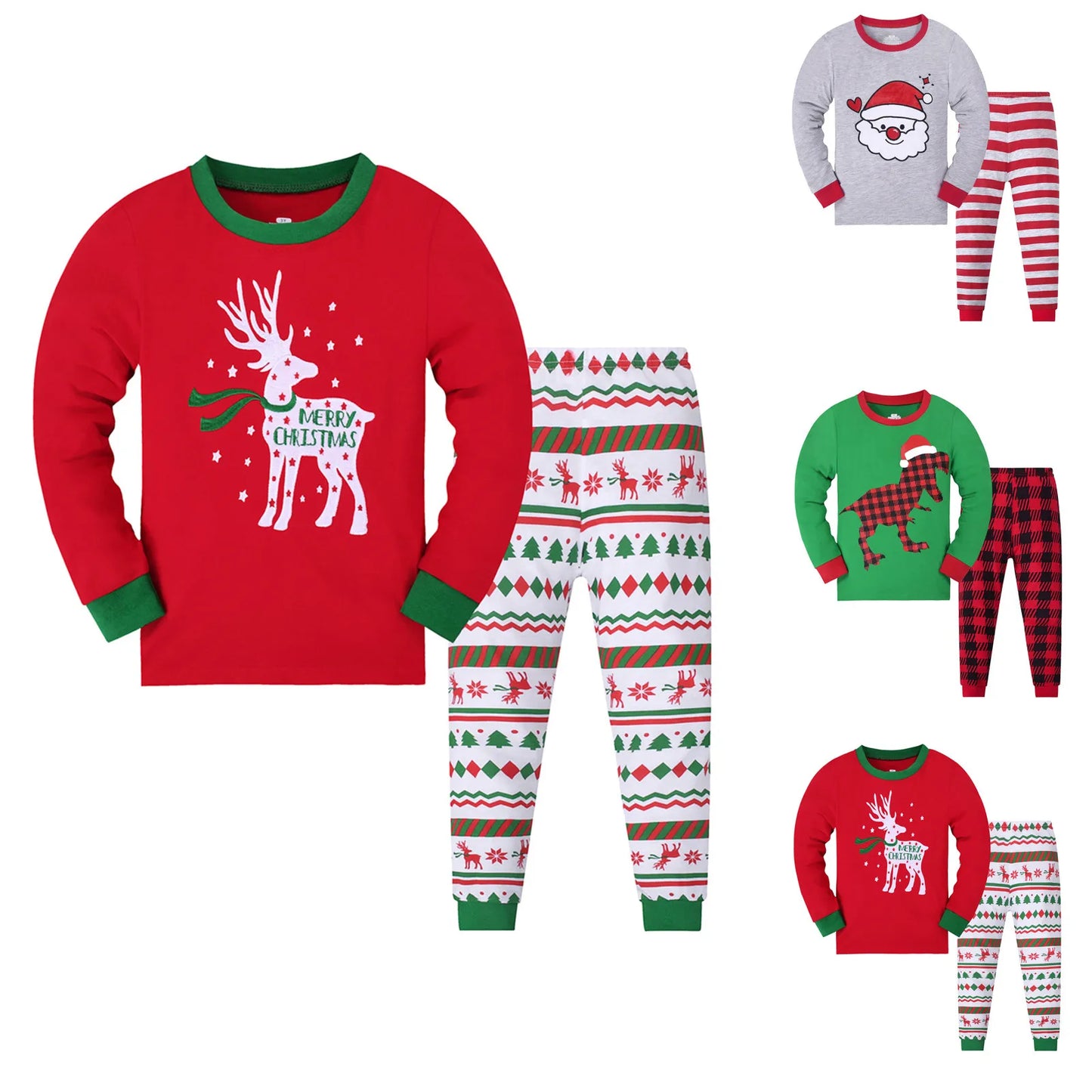 2024 New Children's Clothing Set Girls Christmas Pajama Cartoon Boys Sleepwear 1-9 Years Kids Pyjamas Infants Pijama Suits X-mas