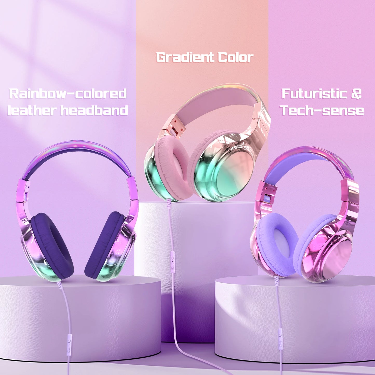 Kids Headphones Wired Headphones for Kids with Microphone 85/94dB Volume Limiter Headphones for Girls Boys Foldable Headphones