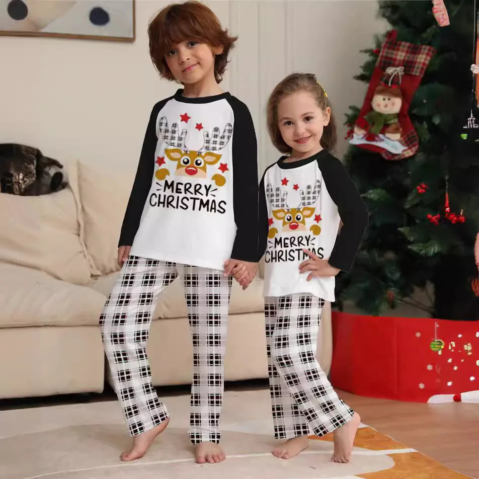 Christmas Family Matching Outfits Mom Dad Kids 2 Pieces Pajamas Set Baby Rompers Casual Loose Sleepwear Xmas Family Look Pyjamas