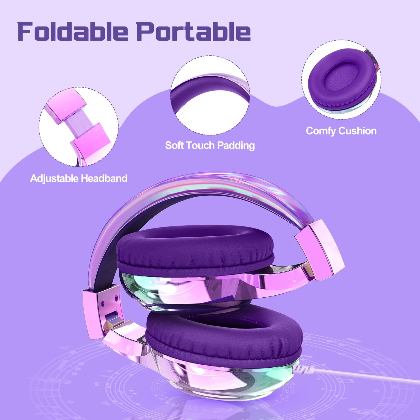 Kids Headphones Wired Headphones for Kids with Microphone 85/94dB Volume Limiter Headphones for Girls Boys Foldable Headphones