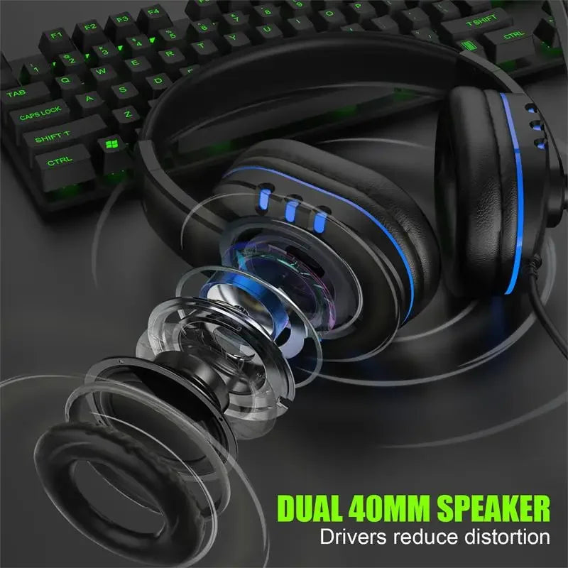 Headphones 3.5mm Wired Gaming Headset Earphones Music For PS4 Play Station 4 Game PC Chat Computer With Microphone